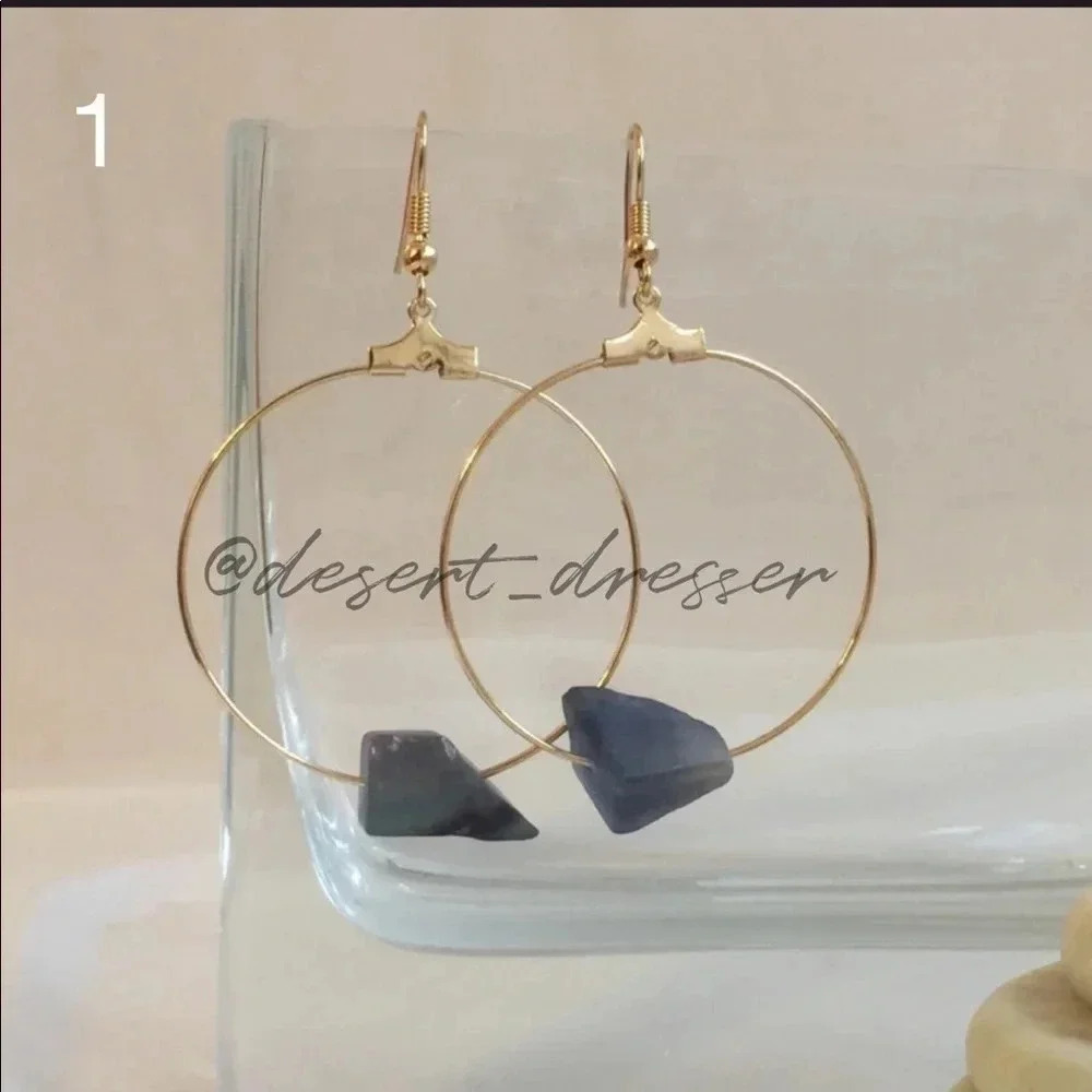 Fluorite Hoop Earrings - Picture 3 of 4